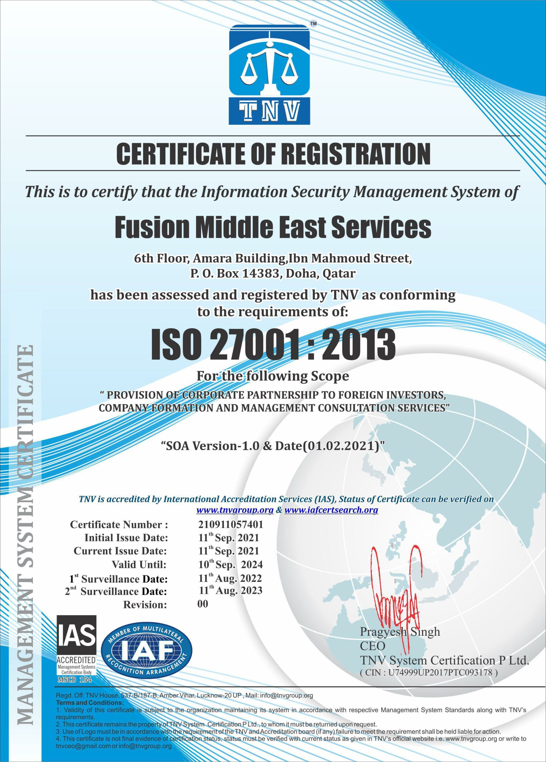 ISO 27001:2013 <br> Information Security Management