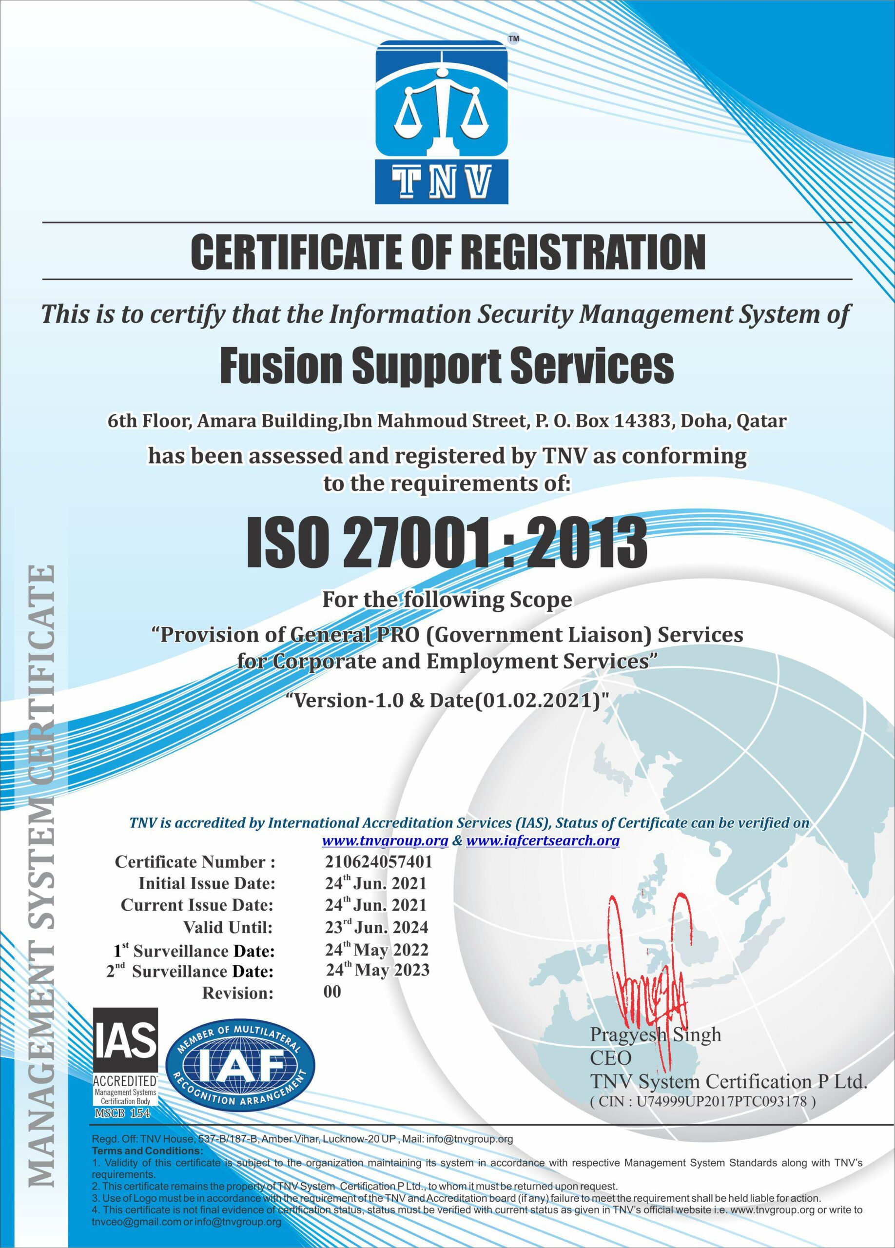 ISO 27001: 2013 <br> Information Security Management
