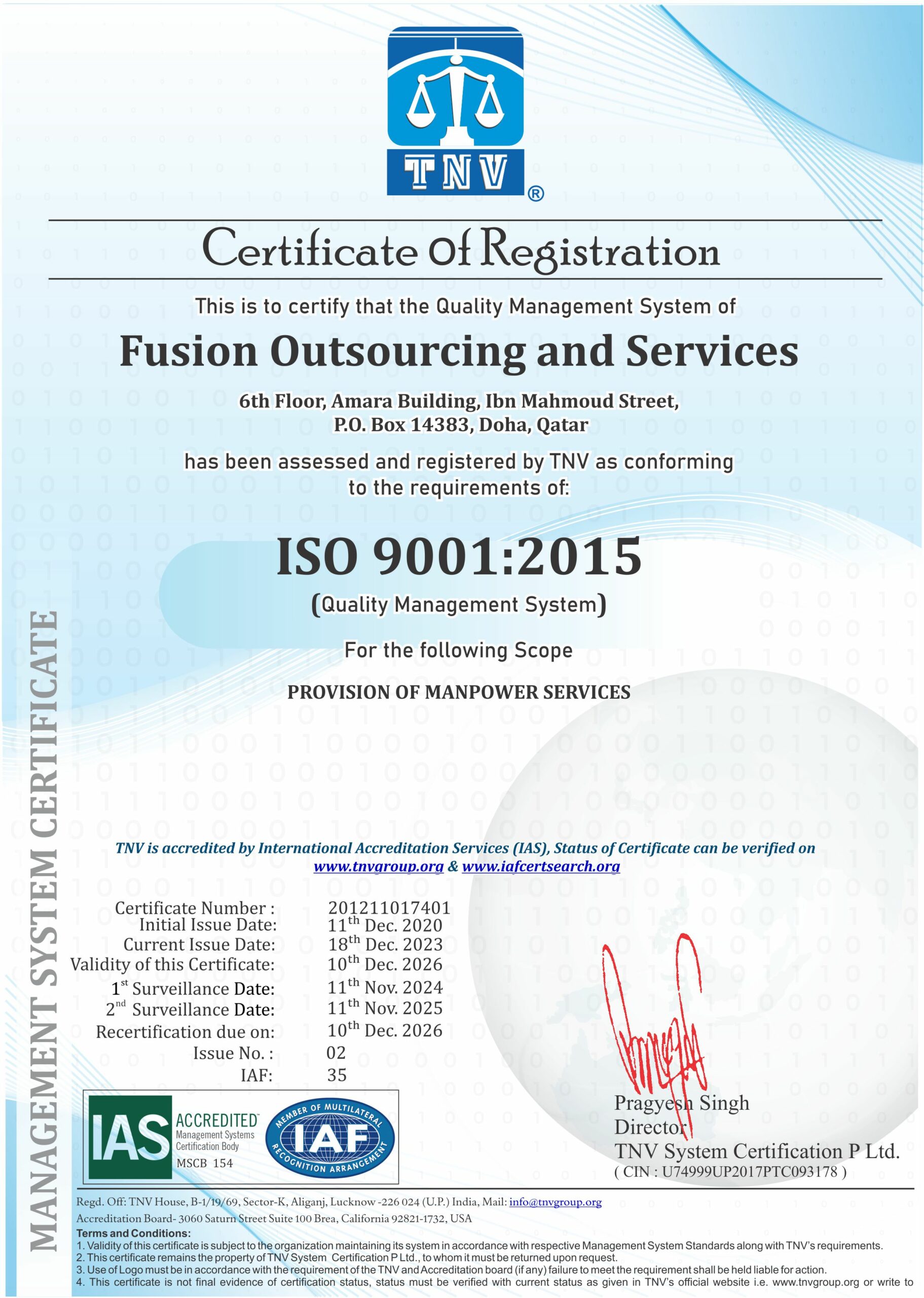 ISO 9001:2015 <br> Quality Management System