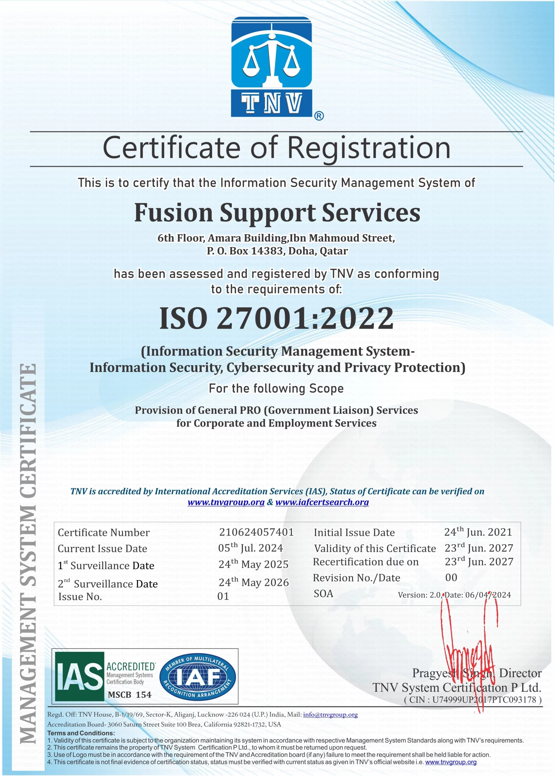 ISO 27001: 2022 <br> Information Security Management