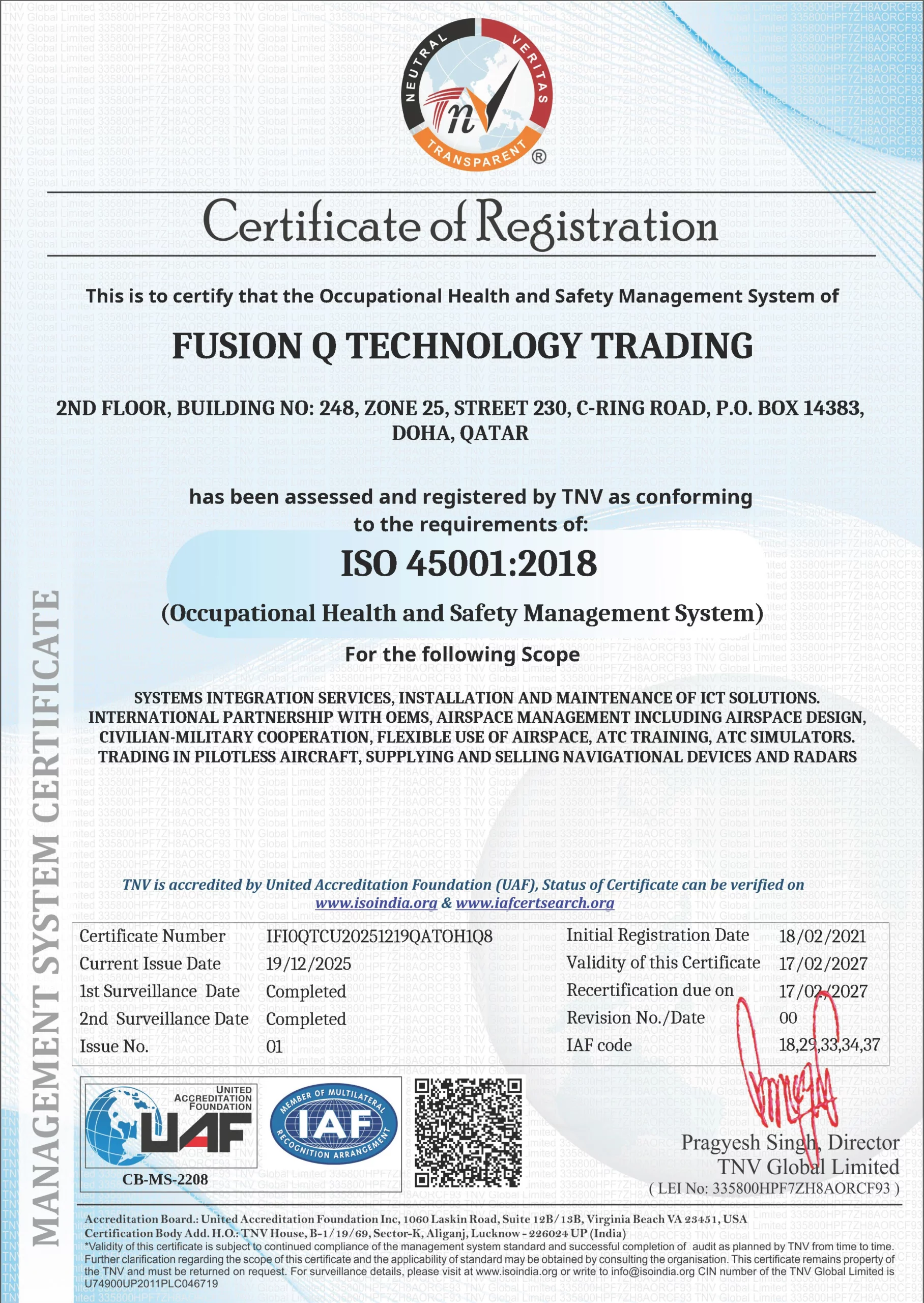 ISO 45001:2018 <br> Occupational Health And Safety Management System
