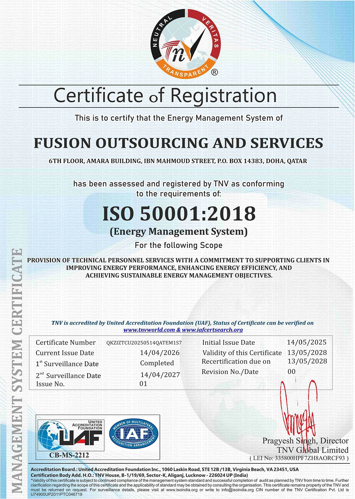 ISO 50001:2018 <br> Sustainable Energy Management