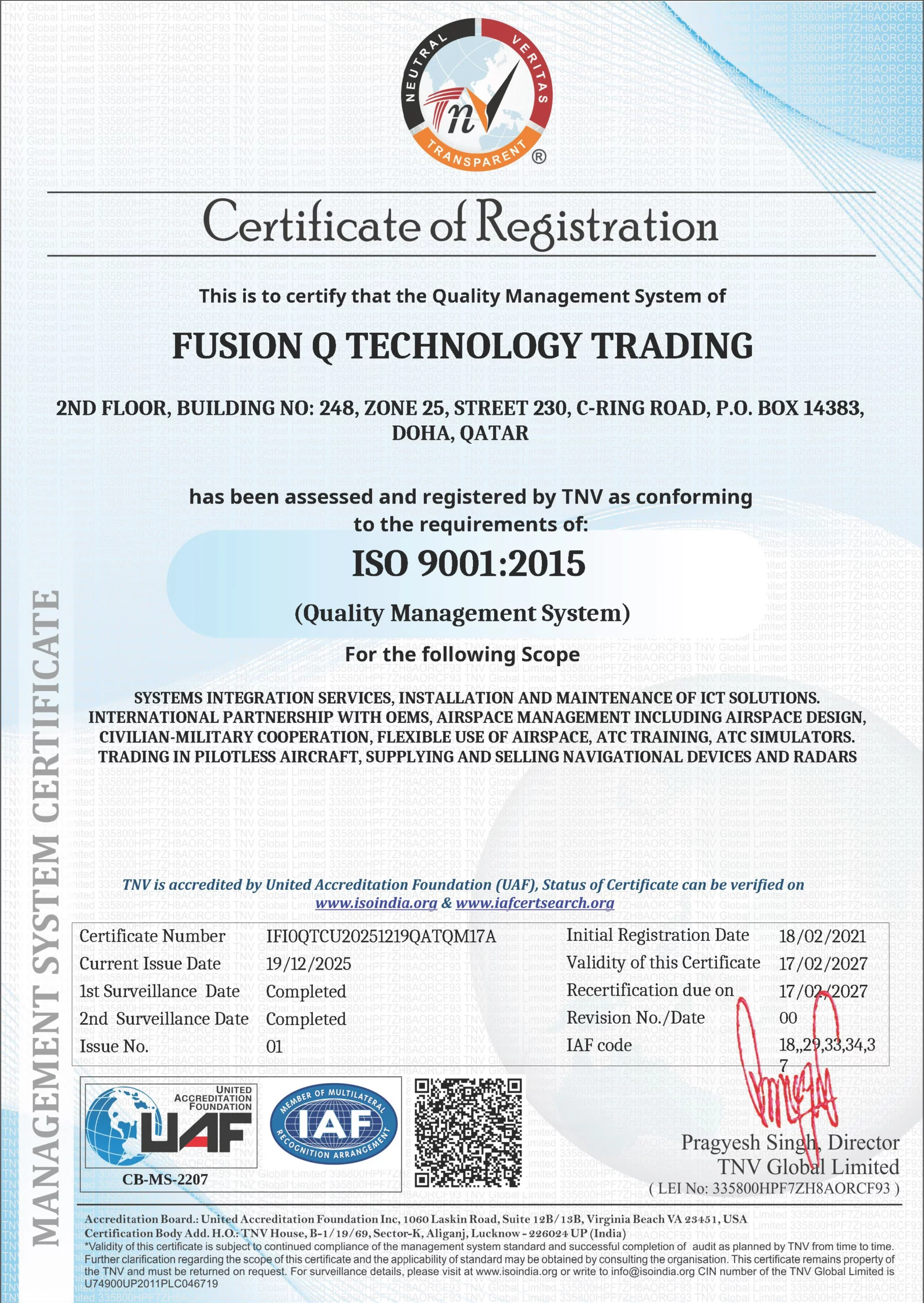 ISO 9001:2015 </br> Quality Management Systems