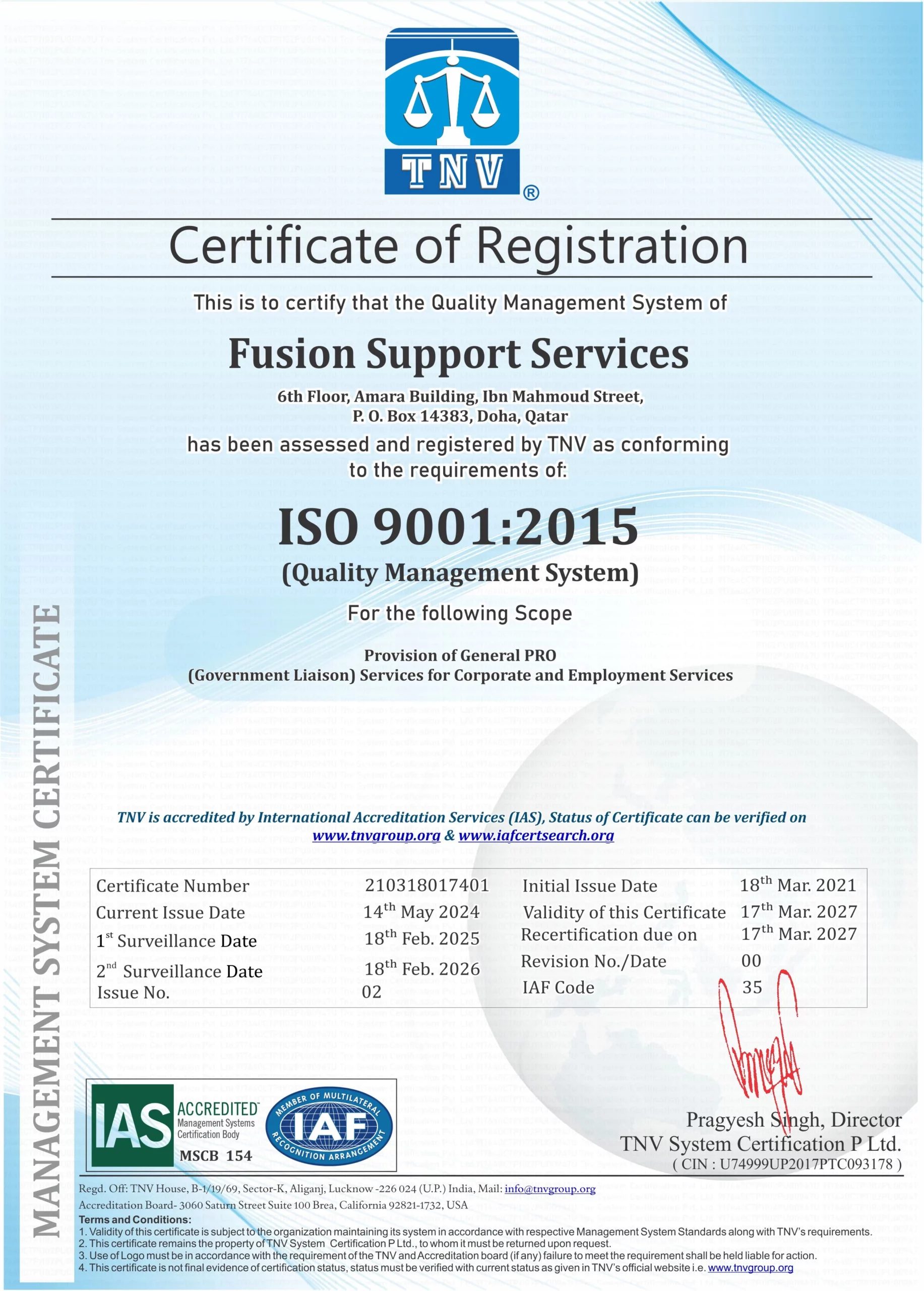 ISO 9001:2015 </br> Quality Management Systems